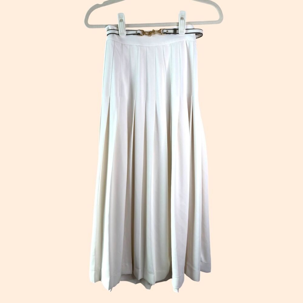 Zimmermann White Pleated Midi Skirt